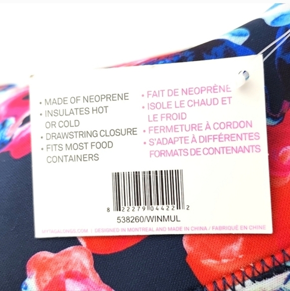 NWT MyTagalongs Neoprene Lunch Tote Crossbody Bag Absract Floral Zipper Closure - Picture 7 of 10